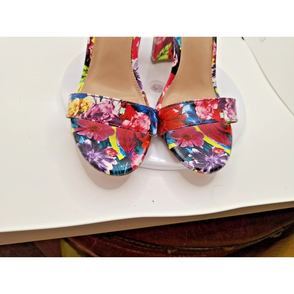 Steve Madden Womens Sz 8.5 M Bright Floral Block High Heels Ankle Strap - Picture 8 of 10